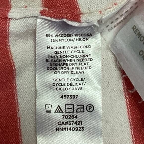 Ann Taylor LOFT Women's Pink Striped Short Sleeve Strappy Back Blouse Tee Top M - Picture 4 of 4